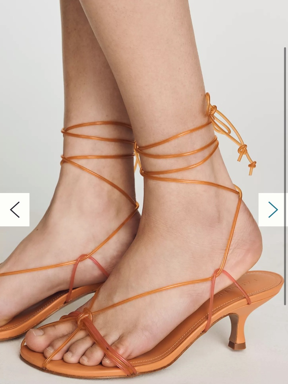 Farm Rio Strappy Lace-Up Kitten Heel Sandals in Orange and Pink